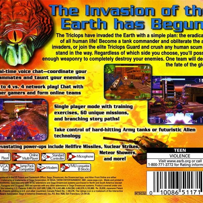 3-Alien Front Online - Sega Dreamcast-BACK